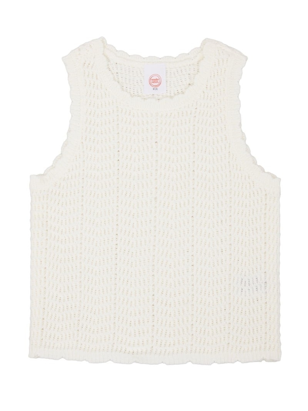 wonder nation Cream Crochet Knit Tank Top